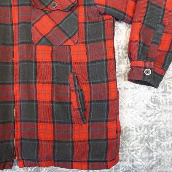 Vintage River Trader Shirt Men Large Red Black Shacket Flannel Jacket Pockets - Picture 6 of 9
